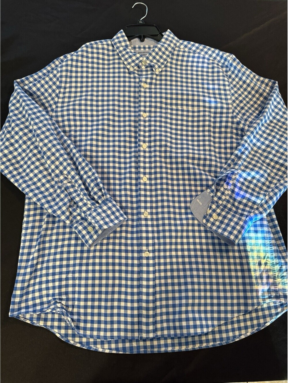 Saddlebred Mens XL Vintage Oxford Shirt Blue Plaid Cotton Preppy Classic